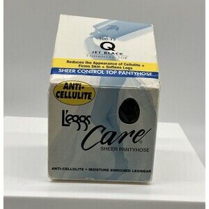 Vtg. Leggs Care Sheer Control‎ Top Size Q Black Moisture ANTI-CELLULITE #500 12
